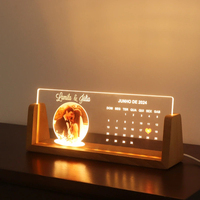 Lampe cadeau 3D moderne personnalisée en acrylique, lumières LED blanc chaud, base en bois DIY, veilleuse rechargeable USB, décoration d'intérieur