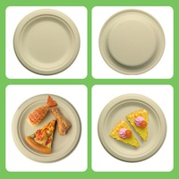 Assiettes jetables rondes de 7 pouces en pulpe de canne à sucre naturelle, biodégradables, épaissies, pour pique-nique, barbecue, usage domestique - Style moderne et simple