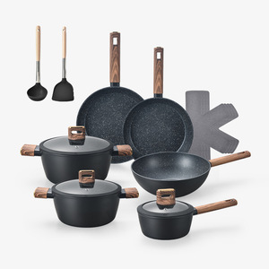 Ensemble de casseroles de luxe personnalisées pour la <span class=keywords><strong>santé</strong></span>, antiadhésives, en granit, en <span class=keywords><strong>aluminium</strong></span> antiadhésif, <span class=keywords><strong>casserole</strong></span>, poêle et marmite, ensemble de cuisine à domicile - Product Image 1