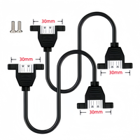Câble d'extension USB 2.0 Type A Femelle-Femelle avec fixation par vis sur panneau, double blindage (feuille + tressé) 30cm 50cm 100cm