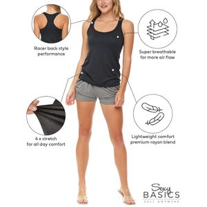 Womens <b>Racer</b> <b>Back</b> Tank <b>Tops</b> 100% Cotton Breathable Regular Fit Athletic Wear 5 Pack - Product Image 2
