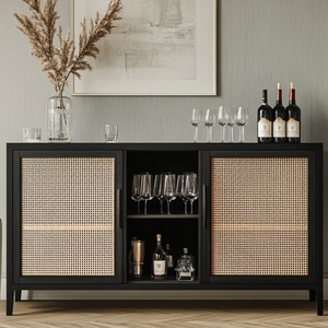 Mueble Auxiliar para Sala de Estar, Moderno Aparador de Madera con Dos Gabinetes y Dos Estantes Interiores - Product Image 3