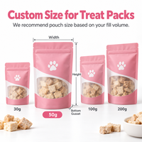 Sachet Doypack en plastique de qualité alimentaire pour friandises de viande lyophilisée, vente en gros, sac personnalisé pour friandises pour animaux de compagnie avec fenêtre transparente givrée