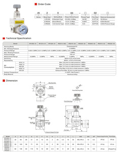 Regolatore di <span class=keywords><strong>precisione</strong></span> del regolatore di pressione dell'aria della valvola di riduzione di tipo SMC IR1010-01 IR2000-02 IR2010-02BG - Product Image 6