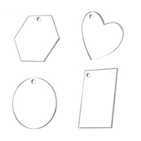 Formes en acrylique transparent de 2 mm d'épaisseur, imprimées UV, pour loisirs créatifs DIY : hexagones, cœurs, cercles, rectangles, avec trous, pour ornements de Noël et étiquettes cadeaux