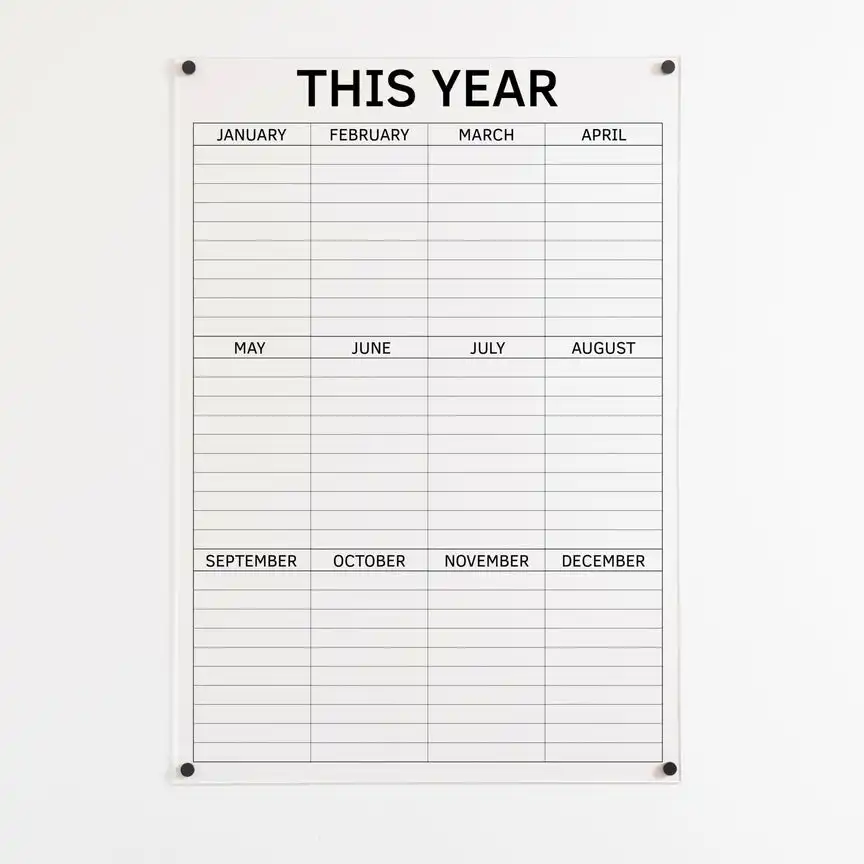 JAYI Kalender Kulkas Akrilik Perencanaan Tahunan Magnetik Kustom Kalender Gantung Dinding Kering