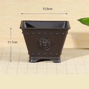 Pots de bonsaï en <span class=keywords><strong>plastique</strong></span> carrés traditionnels au design unique de 15.9cm pour cactus et arbre succulents avec motif de lion sur la surface - Product Image 5