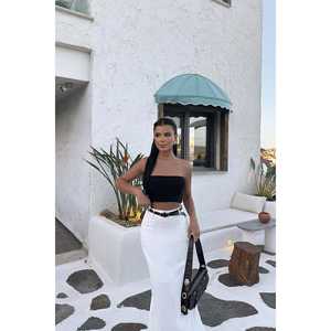 ชุดเซ็ตสองชิ้นลายทอแบบเรียบ ดับเบิ้ลเพอร์ลา เสื้อเบลเซอร์และกางเกงขาสั้น ไซส์ XS สำหรับชุดฤดูร้อนและฤดูใบไม้ร่วง - Product Image 2