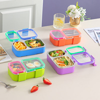 Boîte à lunch portable en acier inoxydable 304 de 480 ml, à motif mignon, à deux compartiments, étanche et écologique, pour étudiants et employés de bureau