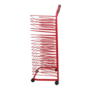 분리형 디자인의 20단 선반 파우더 코팅 블랙 메탈 아트워크 보관 랙 카트, 아트 건조 디스플레이 스탠드 및 바퀴 포함 - Product Image 2