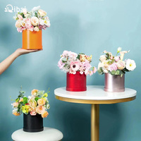 Qibai Aluminiumfolie Kleiner Zylinder Blumeneimer Makronen-Farbige Papierbox Kleine Valentinstag-Verpackungsbox Palmeneimer