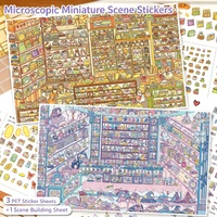 Autocollants de scène miniatures 3D immersifs en PET imperméables, film haute transparence, autocollants de scène de dessin animé DIY pour la décompression émotionnelle