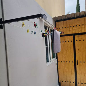 Séchoir <span class=keywords><strong>à</strong></span> <span class=keywords><strong>linge</strong></span> mural facile <span class=keywords><strong>à</strong></span> installer, en acier <span class=keywords><strong>galvanisé</strong></span> thermolaqué, pliable - Product Image 2