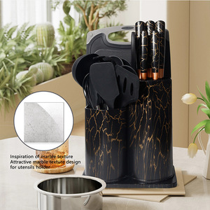 Bộ thìa silicon chống dính 25 mảnh dụng cụ nhà bếp gia đình cấp thực phẩm bao gồm bộ dao và khối băm - Product Image 2