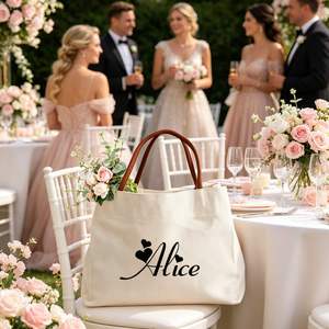Custom Canvas Tote <b>Bag</b> for <b>Bridesmaids</b>, Personalized Wedding <b>Gift</b> <b>Bag</b>, Women's Handbag, Bridal Shower <b>Gifts</b> for Her - Product Image 3