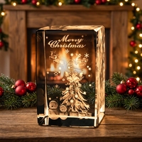 Bloc de cristal K9 gravé au laser 3D ZP, cube de cristal gravé pour Noël, souvenir de Noël, décoration de bureau, cadeau de Noël