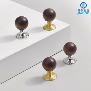 JAYHOO ลูกบิดตู้ไม้วอลนัทสไตล์ฝรั่งเศส ด้ามจับลิ้นชักทรงกลมทองเหลืองสำหรับตู้ ติดตั้งแบบโมดูลาร์ - Product Image 2