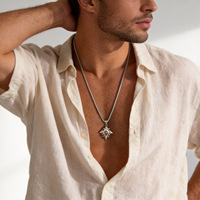 Collier pendentif superposé tendance en acier inoxydable plaqué or avec pierre naturelle œil de tigre géométrique, idéal pour le quotidien – Meilleure vente