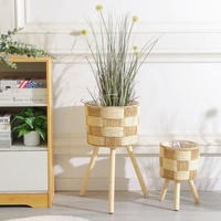 Support de vase moderne en bambou naturel personnalisé, écologique, biodégradable et durable pour balcon, maison et jardin