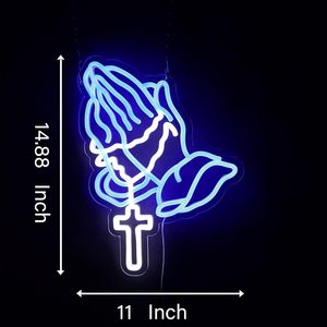 Letreros de Manos en Oración, Luces LED de Neón Atenuables, Alimentadas por USB, Luz Ambiental, Decoración para Escaparates, Luz Indicadora de Calle, Personalizables - Product Image 3
