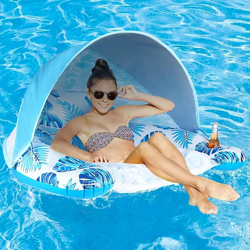 Hochwertige Pool-Floate für Erwachsene individuelle Pool-Floate Pool neues Design Blattdruck aufblasbarer Float Erwachsene Kinder