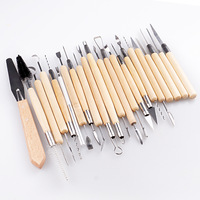 Ensemble d'outils en argile polymère pas cher de 8 pièces avec des outils de sculpture en fer et en bois pour l'art de la poterie BonVada BVCT-004
