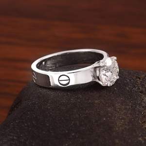 Bague de luxe en argent sterling 925 avec moissanite taille brillant ronde sertie à griffes pour femme, bijoux de mariée certifiés par un tiers - Product Image 2