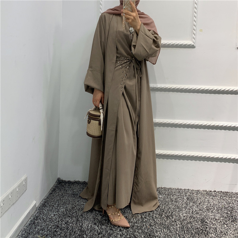 2021 3piece islamic  Dress Muslim slim abaya  Middle East Islamic contrast color dress  wholesale Dubai Modern Abaya  gift