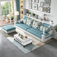 Canapé Chaise Longue en Tissu Imprimé Luxe Léger, Canapé Moderne en Tissu Technique avec Ottoman pour Salon