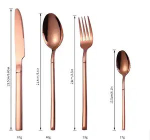 गर्म बेच 4 गुलाब सोने Flatware सेट के लिए सेवा तांबा रसोई वेयर तांबा मढ़वाया स्टेनलेस स्टील चांदी के बर्तन कटलरी सेट