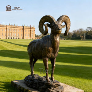 TREVI Castle Wilderness Outside Life Size Animal <span class=keywords><strong>Cabra</strong></span> Estatuas Bronce Big Horn Oveja Escultura para la venta - Product Image 4