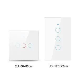 Tuya WiFi controlado inteligente UE EE. UU. 1 2 3 4 Gang interruptor de pared de luz Interruptor táctil funciona con Alexa y google home