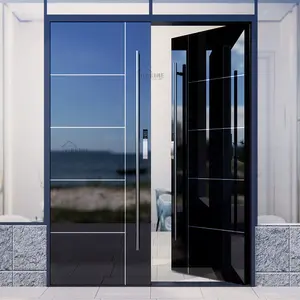 Desain Pintu Masuk Dobel Aluminium Besar, Desain Pintu Ganda Stainless Steel 304, Pintu Eksterior Utama untuk Rumah
