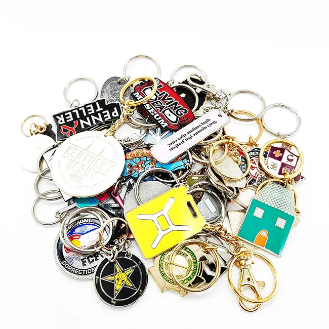 Professional Customization Factory Custom Gold Silver Plating Metal Keyring Logo Soft Enamel Keychain