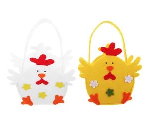 wholesale cute custom logo eco small chicken felt easter baskets, candy gift bag for kids holiday festival party favor