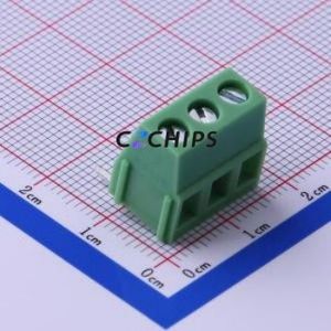 KF128R-5.0-3P <b>Screw</b> Terminal <b>Block</b> Bent Lead Through Hole,P=5mm Connector ( Construction: 1x3P )( Pitch: 5mm )( Color: Green ) - Product Image 1