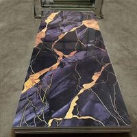 Panneau mural en PVC solide finition marbre brillant flexible, 280 cm, vinyle UPVC, design marbre doré