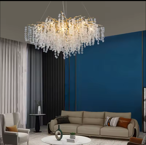 Zèle éclairage personnalisé salle à manger branche d'arbre en aluminium lampes suspendues branche k9 lustres en cristal - Product Image 4