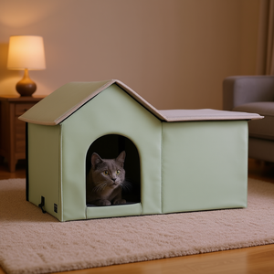 Casa Plegable Grande y Verde para Gatos con Almohadilla Térmica, Refugio Cómodo para Gatos - Product Image 2