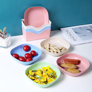 Usine En Gros Biodégradable Paille <span class=keywords><strong>De</strong></span> Blé En Plastique Assiette Couleur Émail Assiette Pour Salade Fruits Snack Sec <span class=keywords><strong>Film</strong></span> Nuit Plateau - Product Image 5
