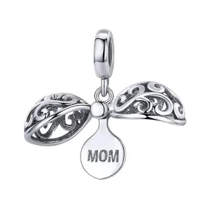 In stock 925 Sterling Silver Dangle mum Charm for Europe bracelet Mother's Day Gift