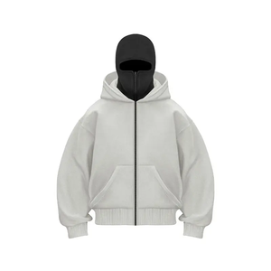 Felpe da <span class=keywords><strong>Uomo</strong></span> Pesanti Oversize Personalizzate con <span class=keywords><strong>Zip</strong></span> e Spalle Scivolate che Coprono il Volto - Product Image 2