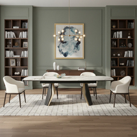 Table de salle à manger moderne à plateau en pierre frittée, réglable en longueur et extensible