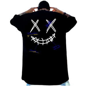 Camiseta de Manga Corta Estilo Americano, Cuello Redondo de Color Sólido, Estilo Hip-Hop Holgado y Casual, 100% Algodón, a la Moda - Product Image 1