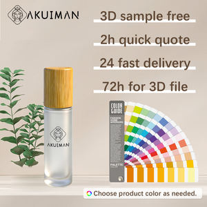 Prix d'usine – Flacons roll-on pour sérum contour des yeux, 5 ml, 8 ml, 10 ml, en verre ambré dépoli, avec bouchon à vis en plastique motif bambou et bille métallique - Product Image 2