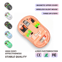 Souris sans fil à coque transparente, clic silencieux, double mode 2.4G, rechargeable Type-C, 1600 DPI, lumière colorée, pour bureau, vente en gros