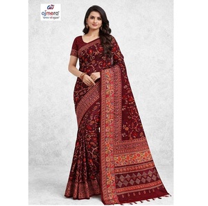 Sarees de Algodón Premium para Mujer, Colección de Diseñador Elegante y Moderna, Cómodos, de Secado Rápido, Protección Solar, para Todas las Temporadas, Corte Regular - Product Image 1