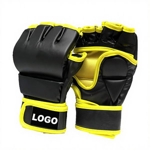 Gants de boxe MMA professionnels en cuir, lacés, demi-doigts, respirants, fermeture à lacets, ensemble d'entraînement UFC pour sac de frappe - Product Image 1