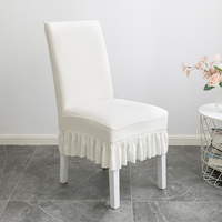Housse de chaise jacquard premium en graines de maïs avec jupe à volants, extensible universelle, texturée, pour mariage, banquet, hôtel