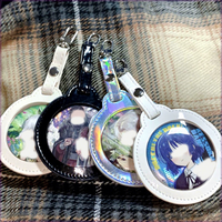 Porte-clés personnalisé en cuir PU 58mm Anime Badges étui de protection décoratif rond pour badges et accessoires